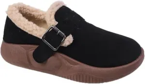 Women's winter flats with cork non-slip insole and rubber sole - Hand washable solid colour garden shoes