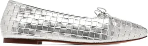Woven Ballet Flats for Women Bow Square Toe Ballerina Shoes