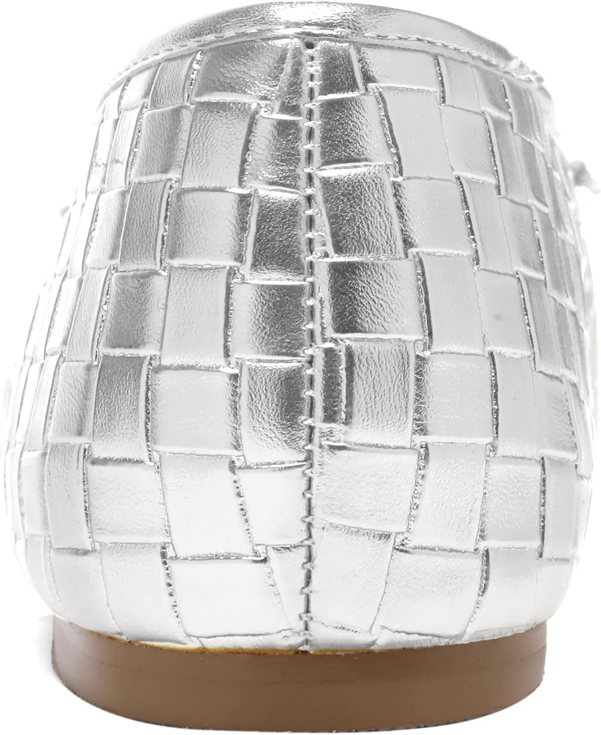 Woven Ballet Flats for Women Bow Square Toe Ballerina Shoes
