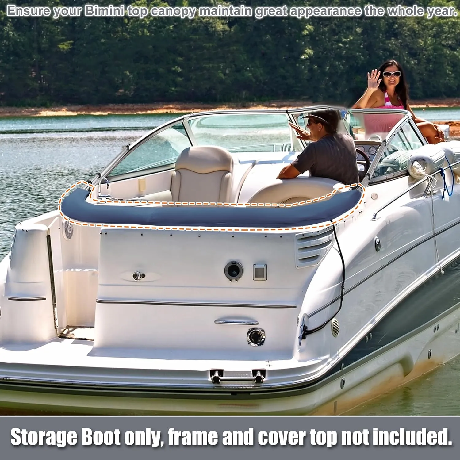 X AUTOHAUX Bimini Top Storage Boot Cover Waterproof Boat Bimini Storage Bag 600D Polyester Canvas Sun Resist Universal for 3 Bow 4 Bow