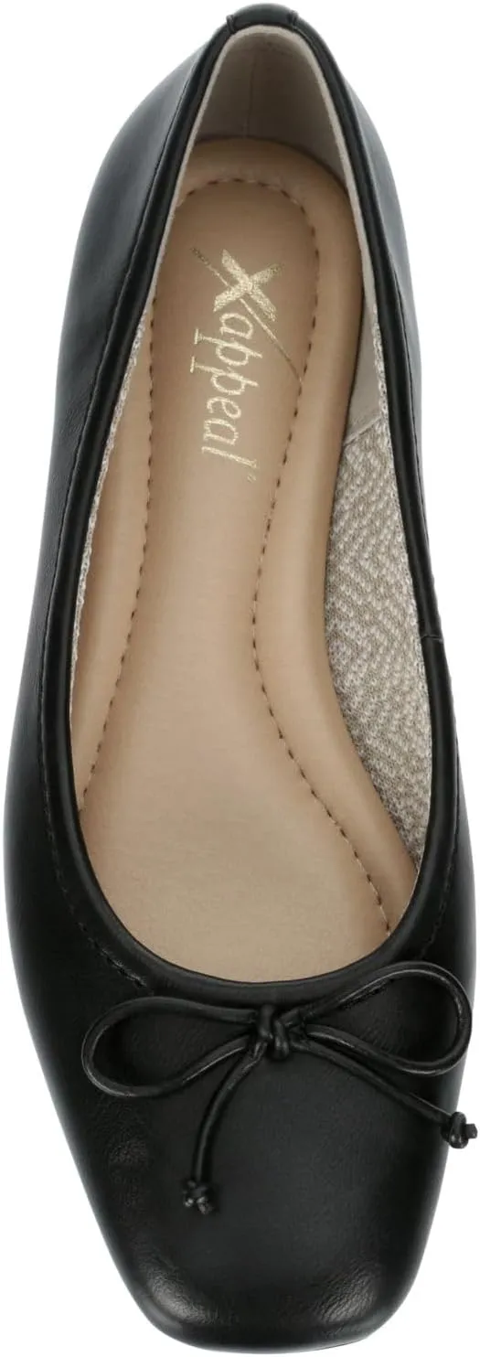 XAPPEAL Avery - Women's Slip-On Square Toe Ballet Flat with Bow