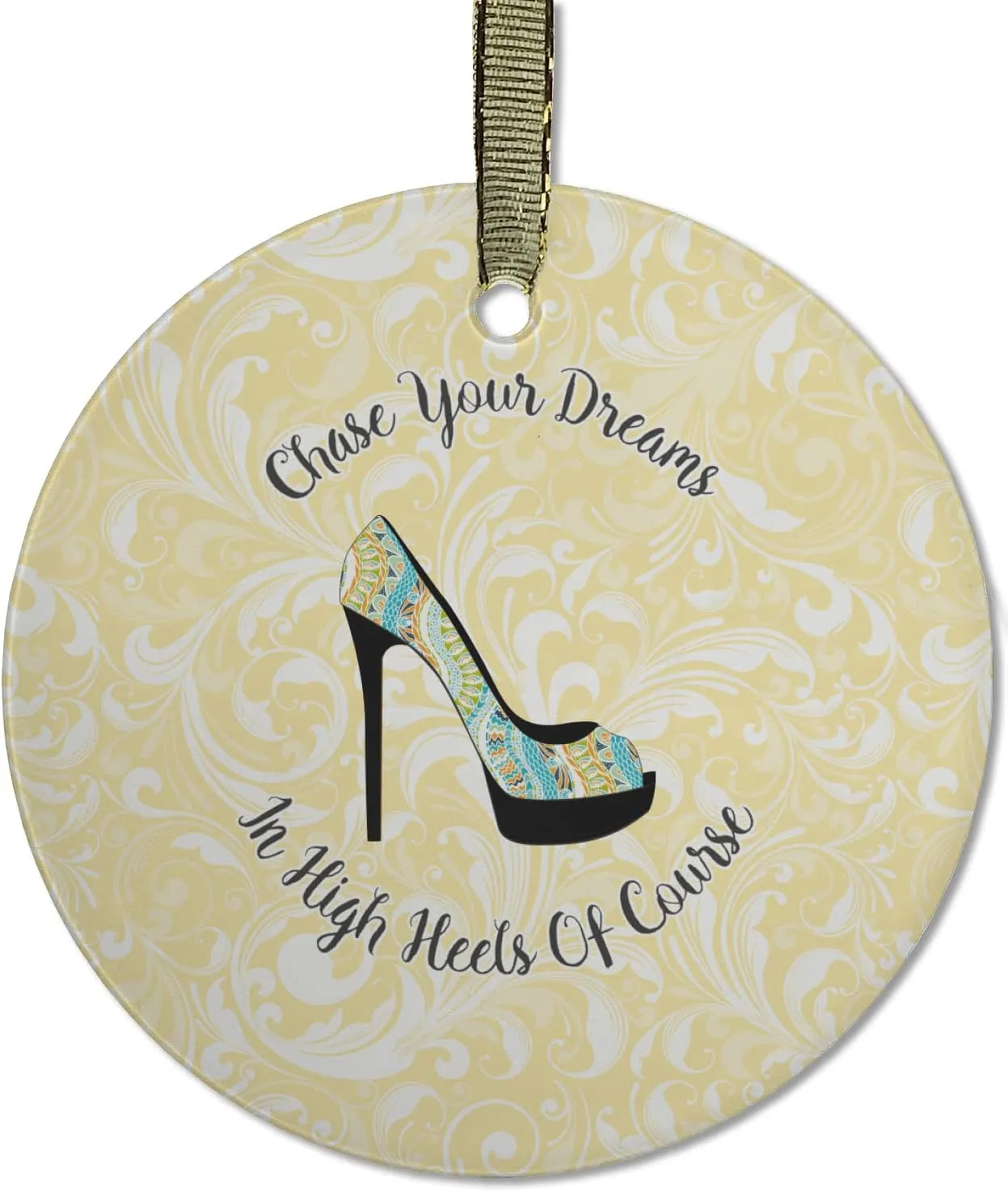 YouCustomizeIt Personalized High Heels Flat Glass Ornament - Round