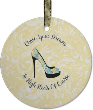 YouCustomizeIt Personalized High Heels Flat Glass Ornament - Round