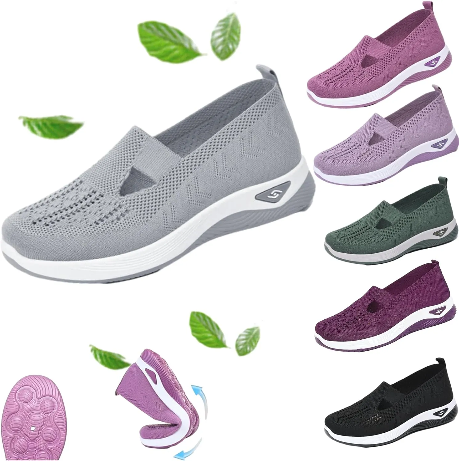 Zapatos Ortopédicos para Mujer, Women's Woven Orthopedic Breathable Soft Sole Shoes, Go Walking Slip On Diabetic Foam Sneaker, Casual Comfortable