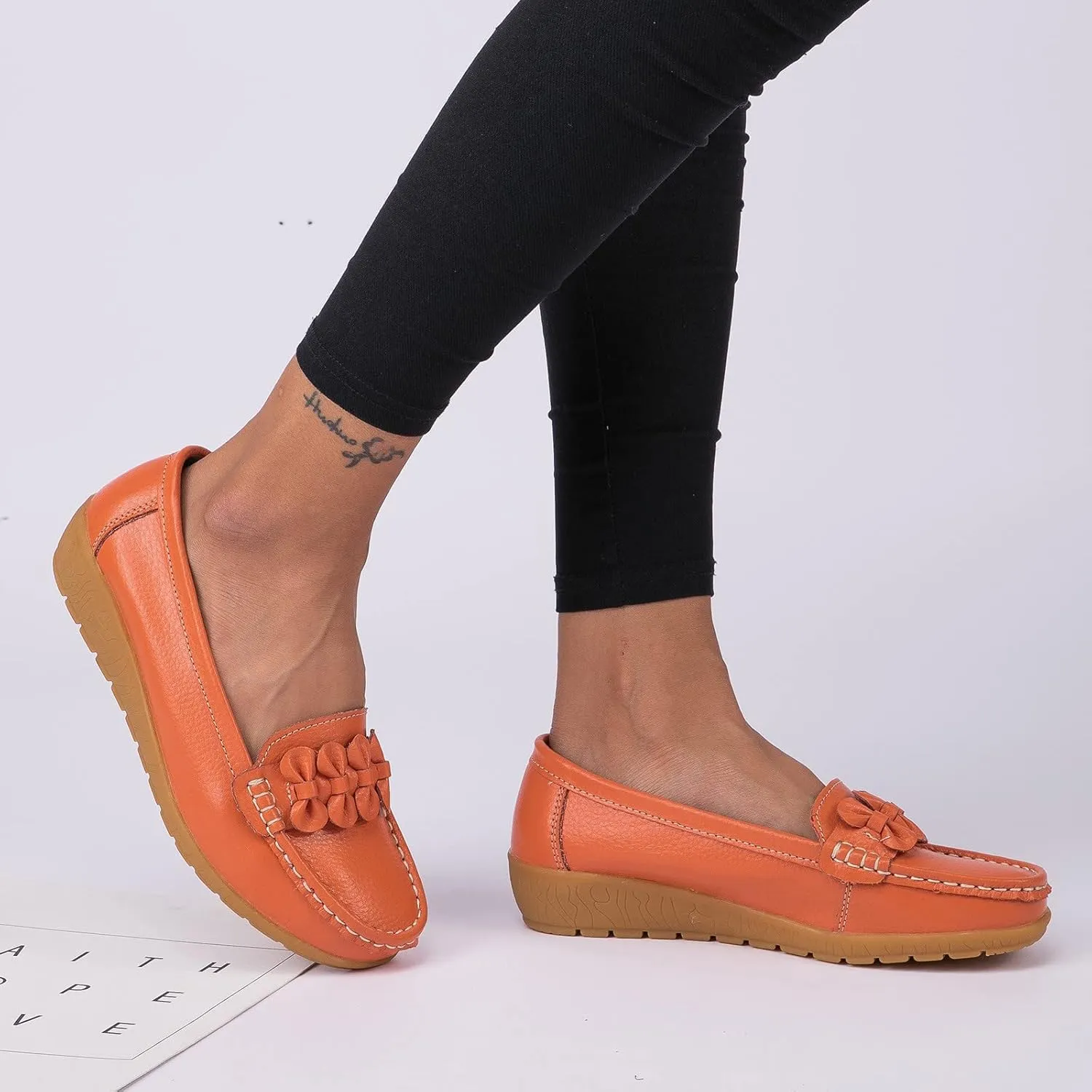 ZBYY Women's Casual Loafers Slip On Driving Loafers Comfortable Leather Outdoor Walking Flat Shoes Flat Boat Shoes
